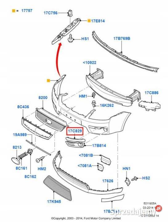 LISTWA ZDERZAKA LEWY PRZÓD FORD FOCUS C