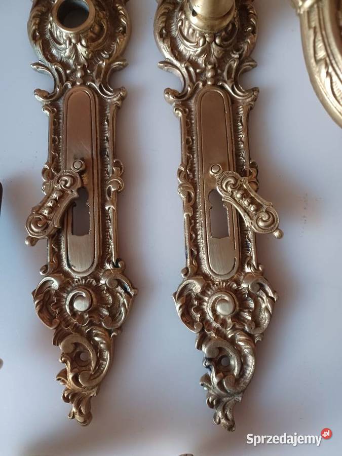 Komplet pałacowych szyldów i klamek Mosiądz Poznań