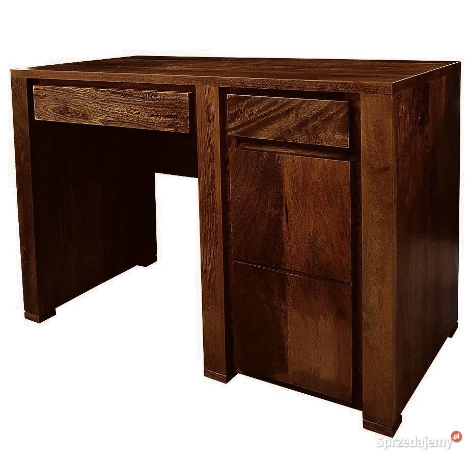 Małe proste drewniane biurko OSLO brąz
