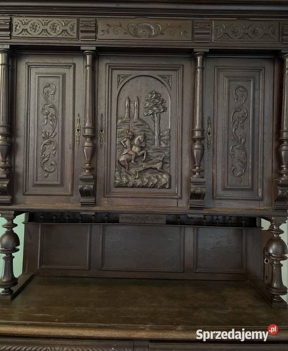 Stary drewniany rzeźbiony kredens do małej dolnośląskie Długopole-Zdrój
