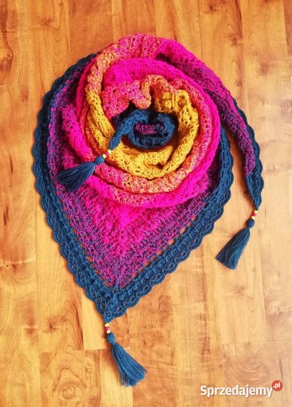 Chusta Ombre miodowyfuksjamorska rękodzieło świętokrzyskie Skarżysko-Kamienna sprzedam