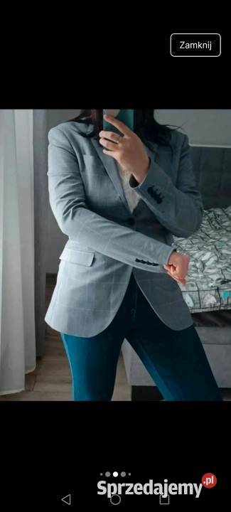 Marynarka granatowa Kratka pepitka o kroju Krosno