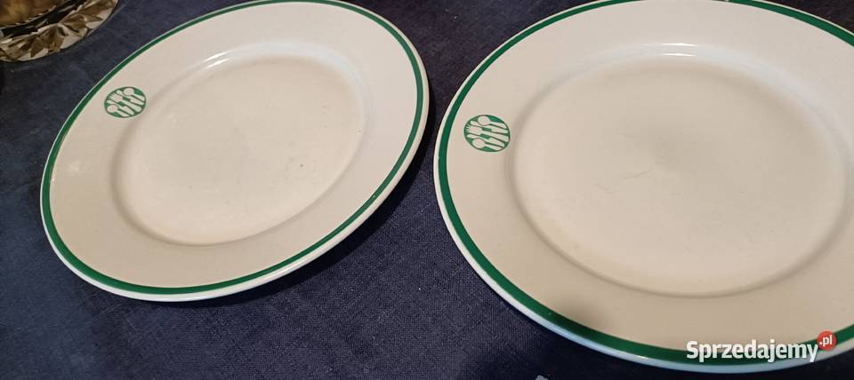 4 Talerze Lubiana Społem PRL logo sztućce Warszawa