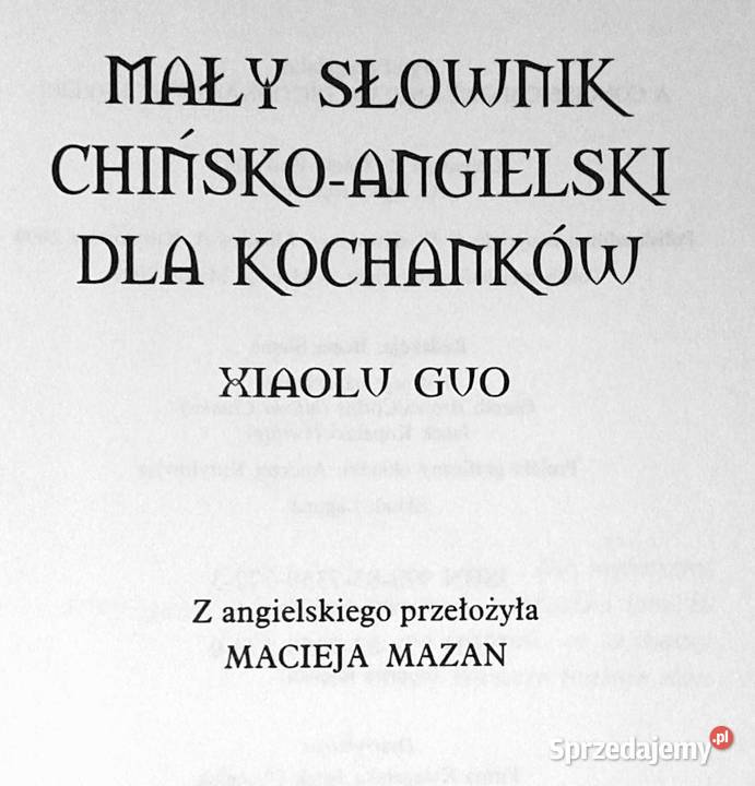Mały słownik chińskoangielski kochanków Xiaolu