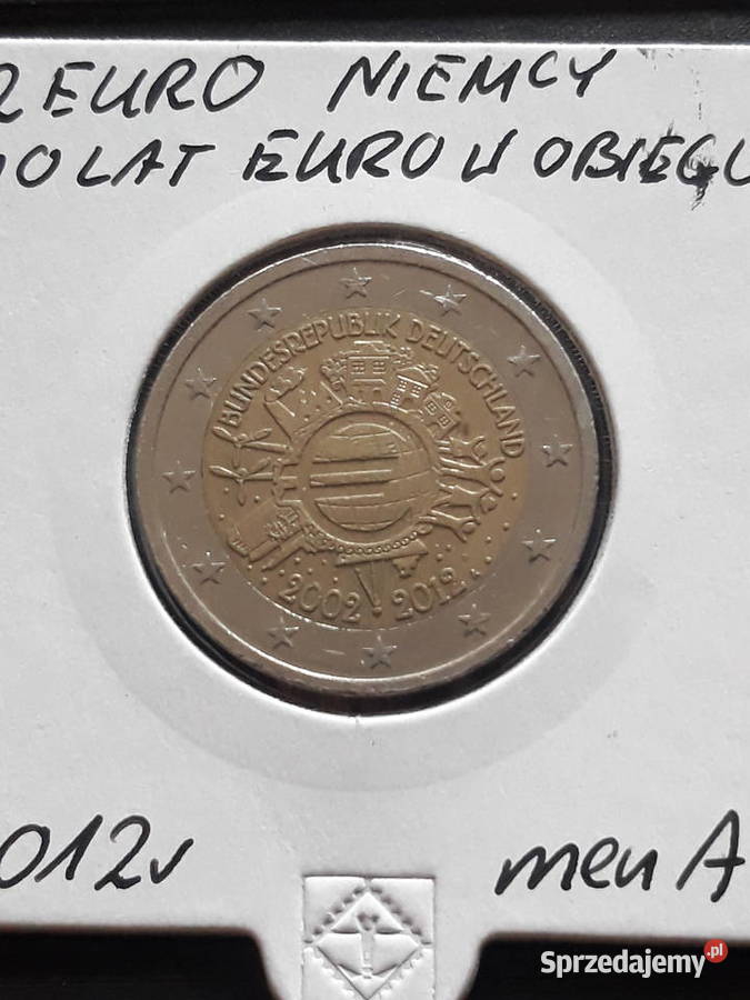 2 Euro 10 lat Euro w obiegu Niemcy 2012 r men A