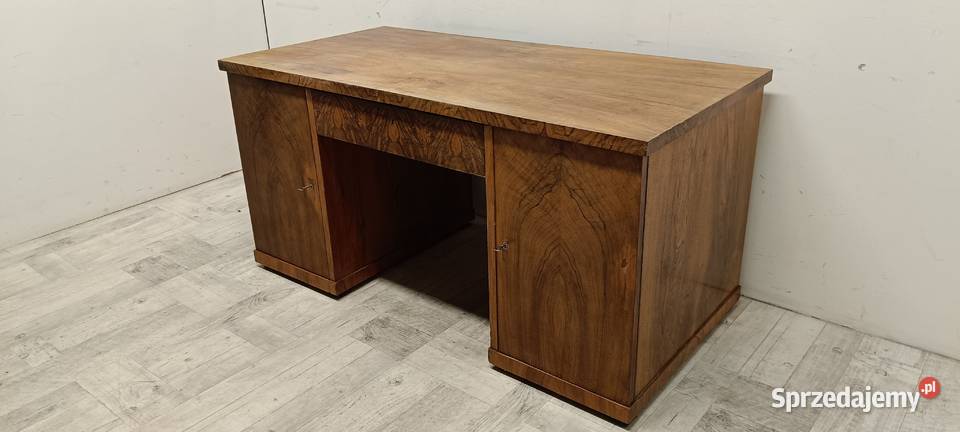 biurko art deco stare drewniane dwustronne 151cm łódzkie Radomsko