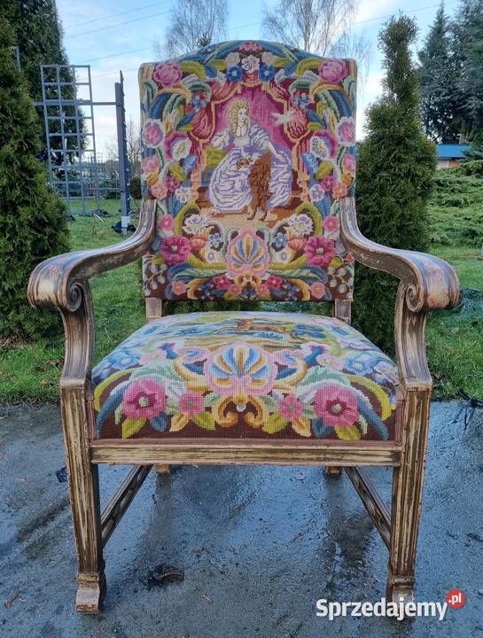 Fotel neorenesansowy w stylu vintage z motywem Szczecin