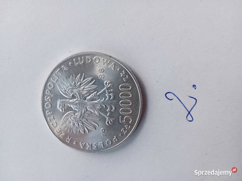 Moneta 50000 Józef Piłsudski 1988r Srebro wielkopolskie Poznań