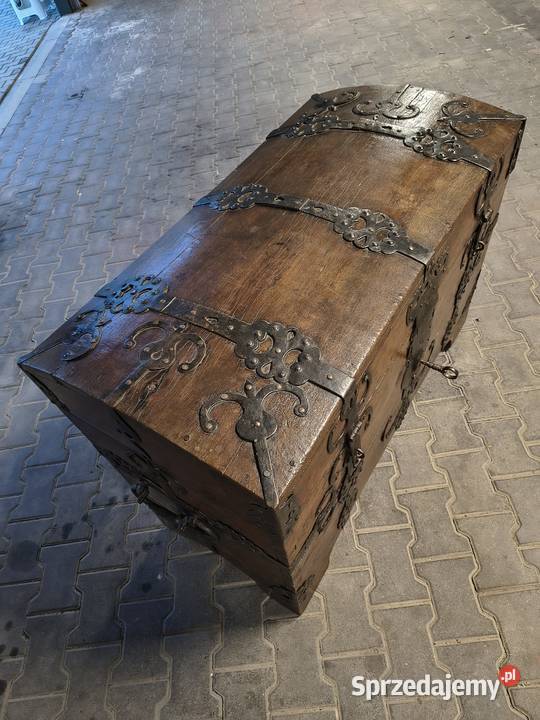 Antyczna drewniana skrzynia 63cm Pozostałe