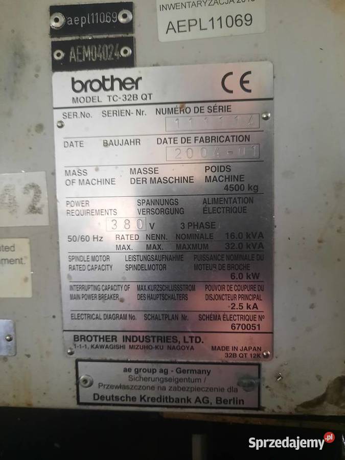 Pionowe centrum obróbcze Brother TC32B QT lubuskie Strzelce Krajeńskie