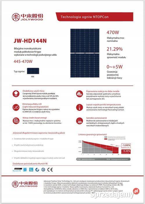 Paleta 36x JOLYWOOD JWHD96NR2450W bifacial full małopolskie sprzedam