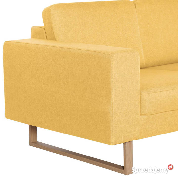 Sofa 2osobowa tapicerowana tkaniną żółta