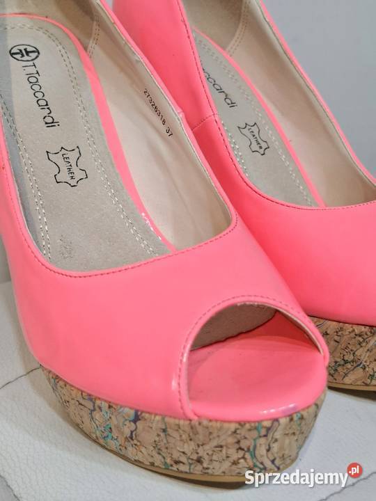 Neonowe szpilki 37 peep toe na platformie Kraków
