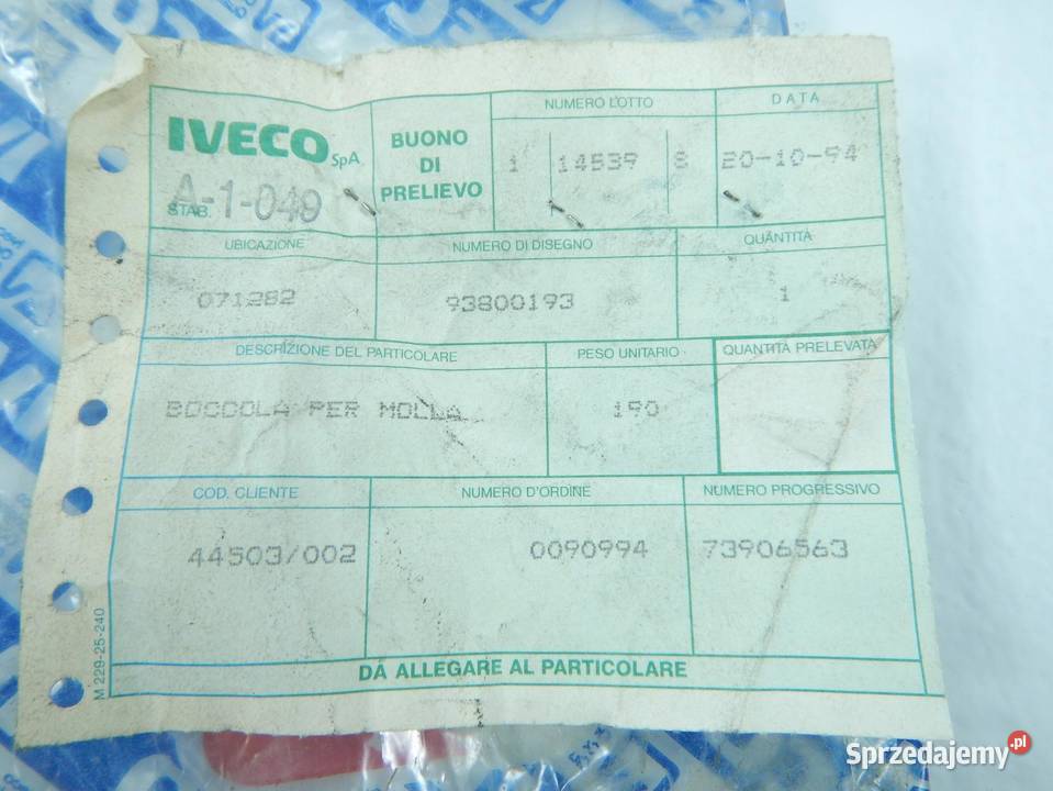 TULEJA RESORA PRZÓD IVECO DAILY I ORYGINAŁ ASO