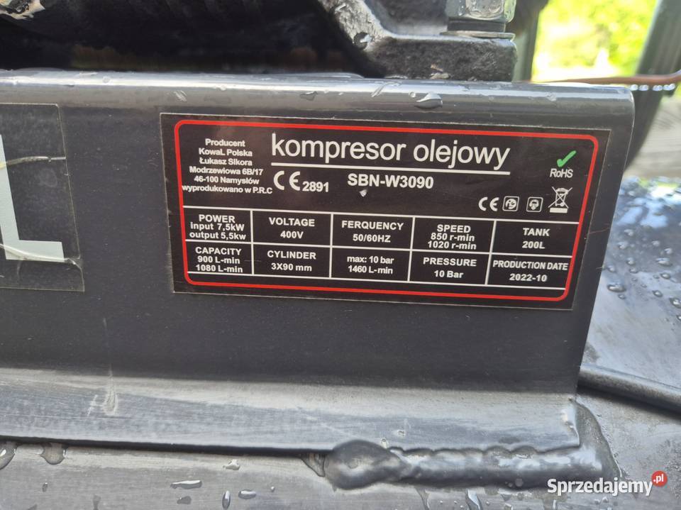 Kompresor 3 tłokowy polskiej marki Kowal z butlą Strzelce Krajeńskie