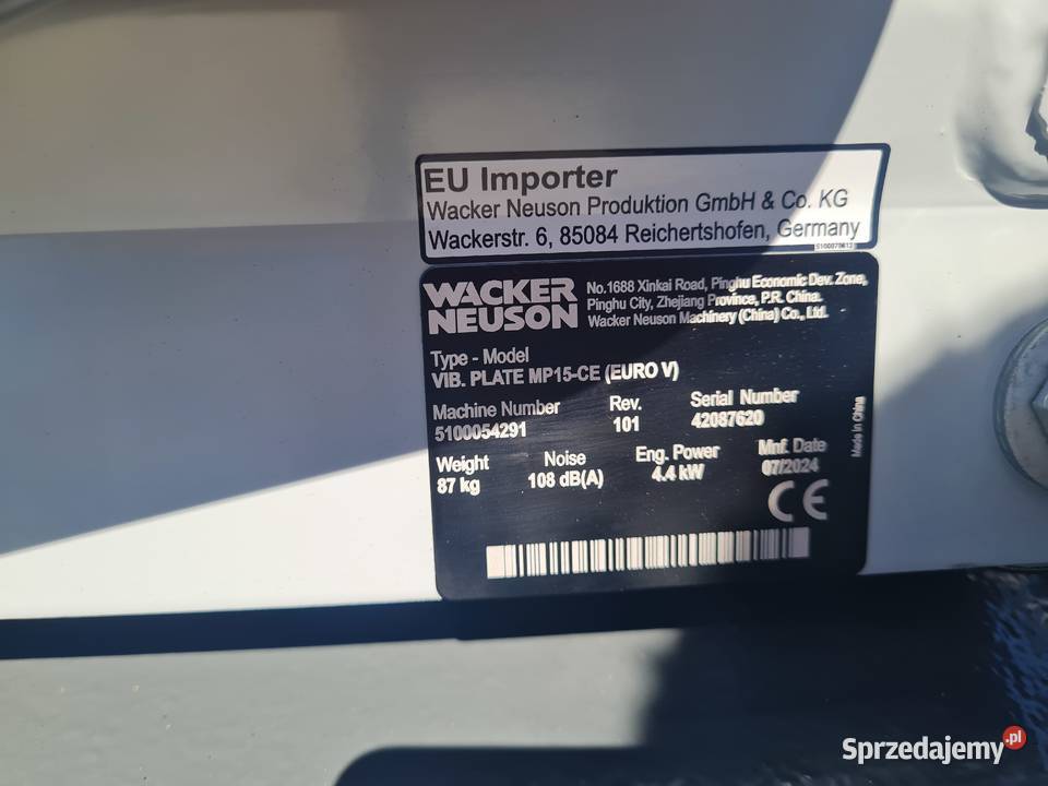 Zagęszczarka 87 Wacker Neuson MP 15 Nowa Biznes i Przemysł Dąbrowa Tarnowska