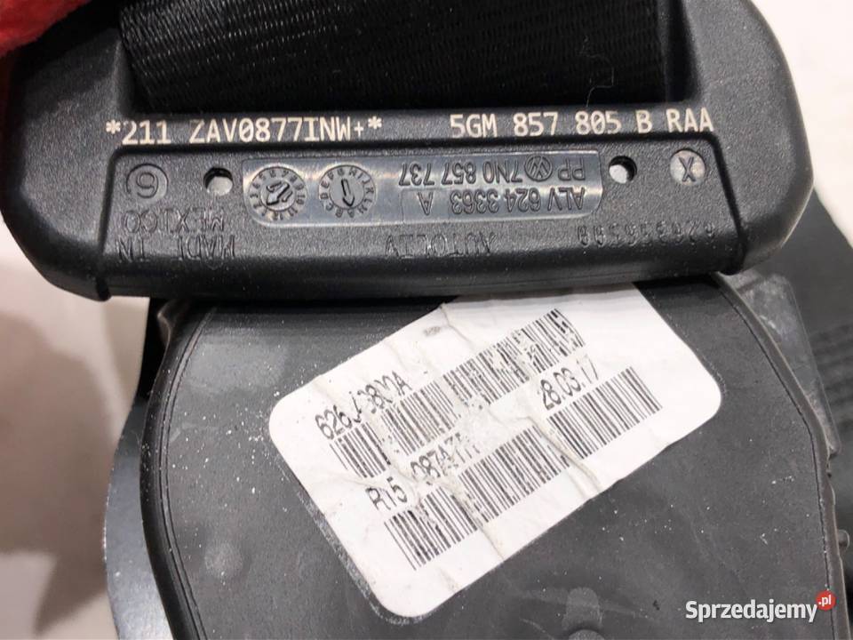 PAS BEZPIECZEŃSTWA PRAWY TYŁ VW GOLF VII Pasy bezpieczeństwa sprzedam