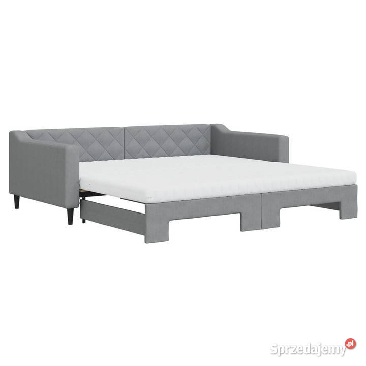 Sofa rozsuwana z materacami jasnoszara tkanina mazowieckie Warszawa