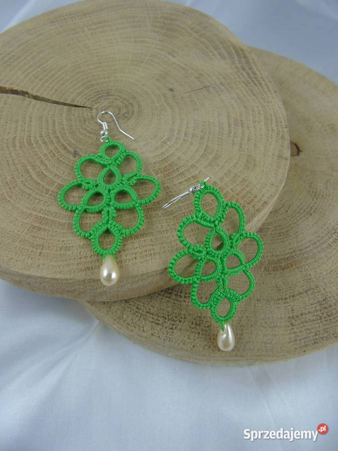 Kolczyki frywolitkowe różne wzory i kolory Wiśniowa
