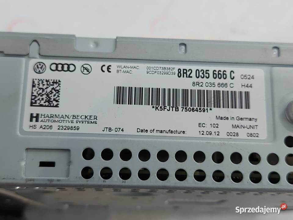 AUDI S4 B8 13r radio CD nawigacja 8R2035666C osobowe Sprzęt audio fabryczny Kielce