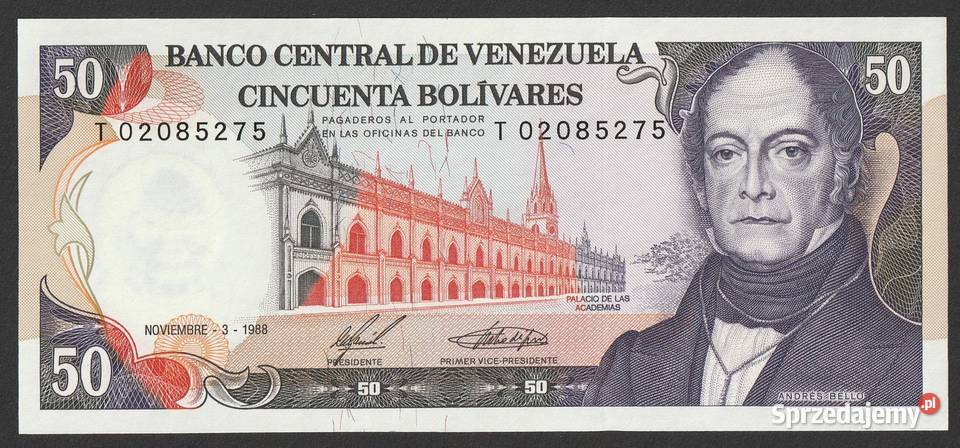 WENEZUELA 50 BOLIVARES 1988 UNC Numizmatyka Łódź