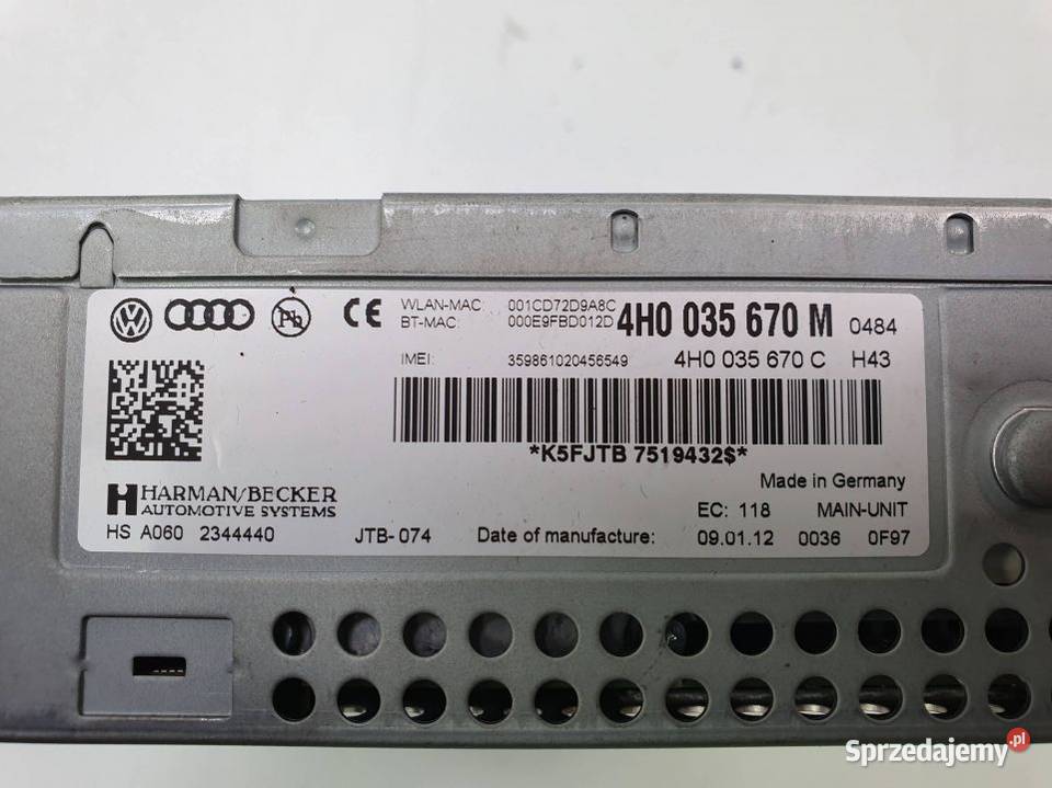 CZYTNIK NAWIGACJI AUDI A8 D4 4H0035670M kujawsko-pomorskie sprzedam