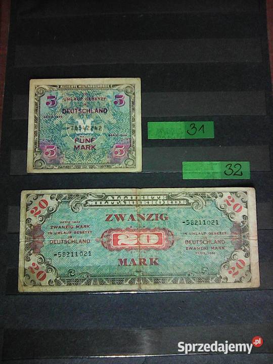 Sprzedam 4 BANKNOTY 1944 r NIEMCY i 1946 r Staroźreby