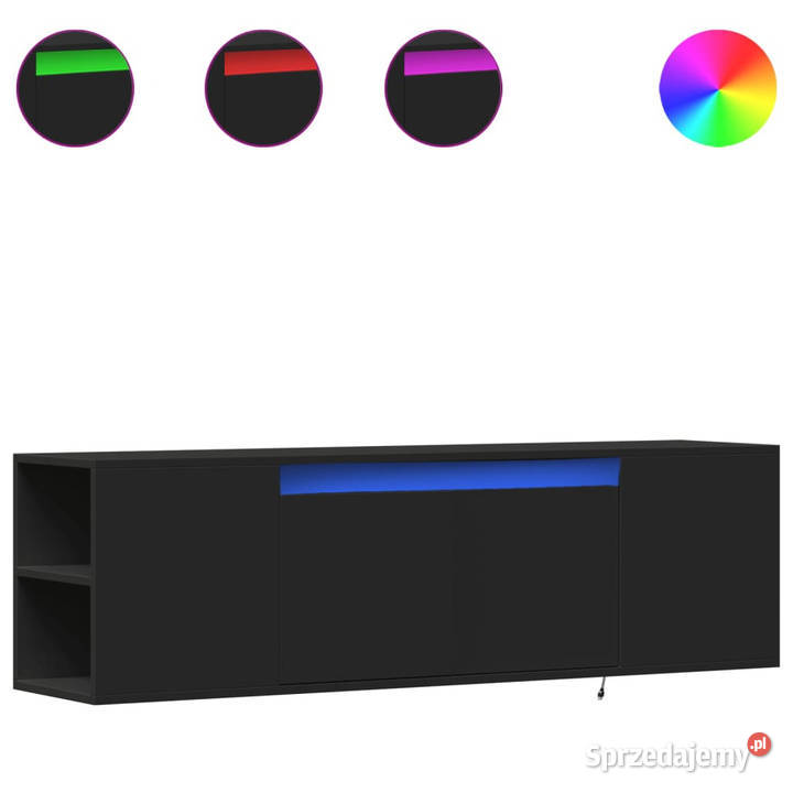 Ścienna szafka TV z LED czarna 135x31x395 Warszawa