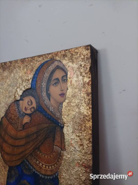 Ikona Matka Boska Niosąca w chuście pisana Kazimierz Dolny sprzedam