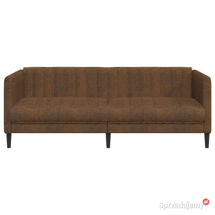 Sofa 3os brązowa sztuczna skóra zamszowa mazowieckie Warszawa sprzedam