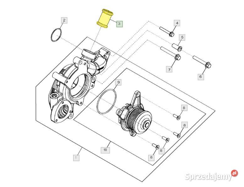 Rurka pośrednia pompy wody John Deere R528313 podlaskie Białystok