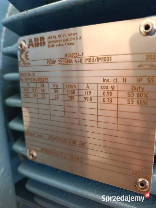 Silnik Elektryczny firmy ABB 90 KW Zmiennica