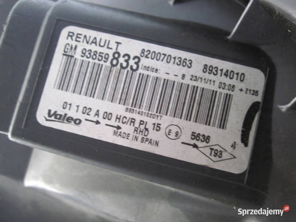 OPEL VIVARO A TRAFIC lampa lewa przód 93859833 osobowe