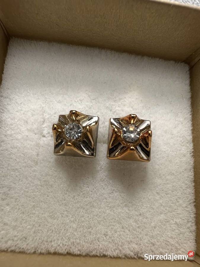 Kolczyki złote z diamentem kwadrat Jasło