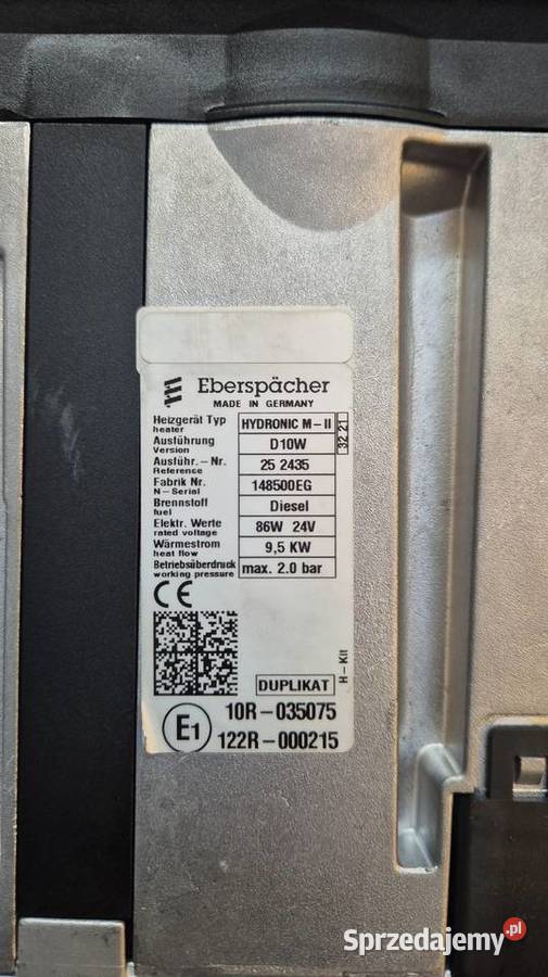Ogrzewanie wodne Eberspacher Hydronic M II D10W wielkopolskie Pleszew