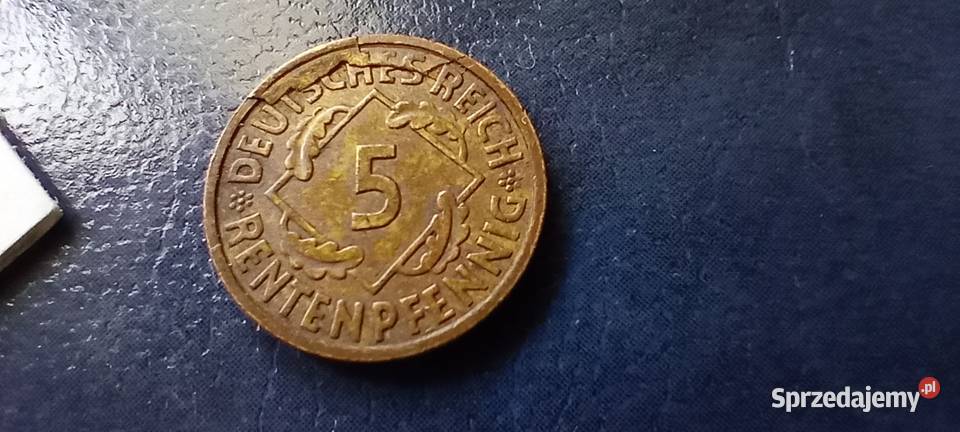 Stare monety 5 rentenpfennig 1924 A Niemcy podkarpackie