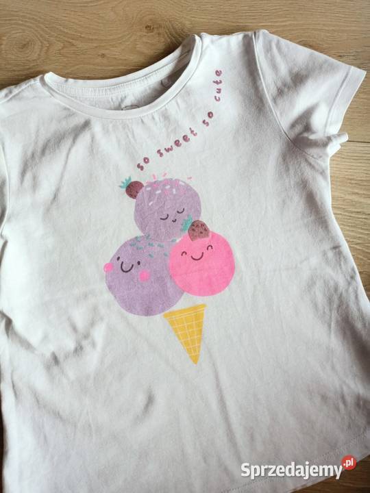 Tshirt koszulka dziewczęca biała 116 Rozmiar 116 Płock