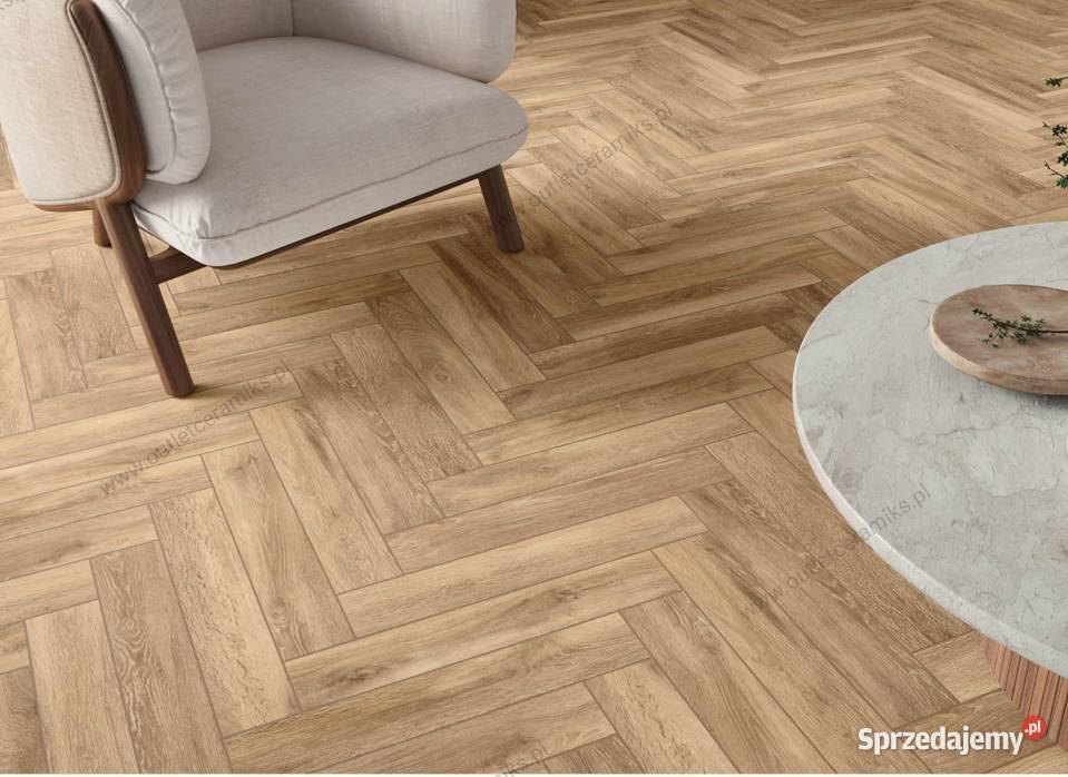 Płytki drewnopodobne jodełka do salonu łazienki