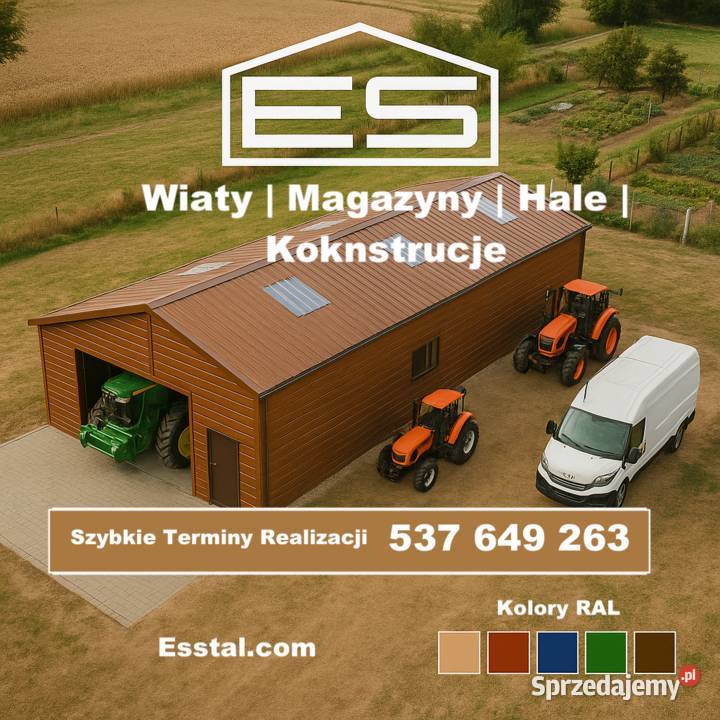 HALA Garaż Blaszany RAL Konstrukcja Wiata samodzielny Brzesko
