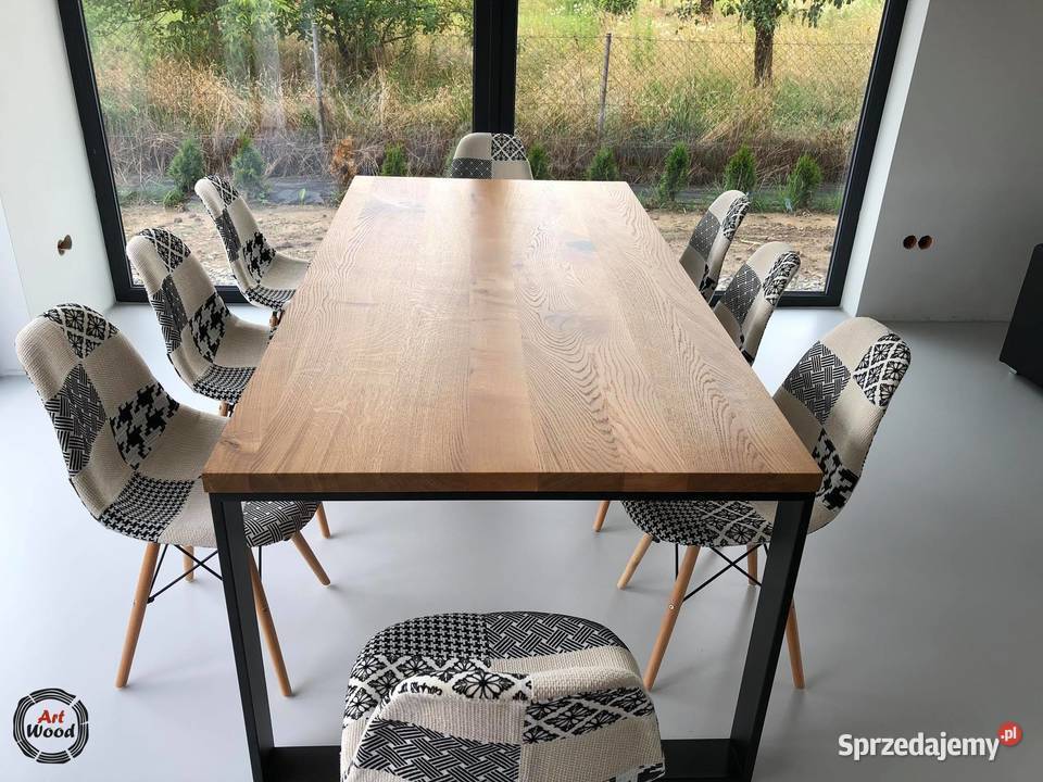 Stół dębowy loft stalowe nogi małopolskie