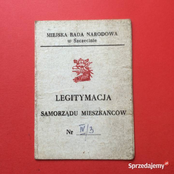 1909 Legitymacja Samorządu Mieszkańców zachodniopomorskie sprzedam