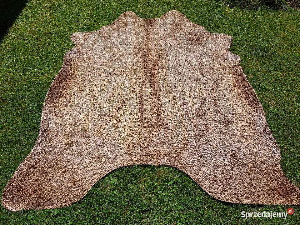 Dywan Naturalny Wzór Lampart Cętki Skóra Bydlęca