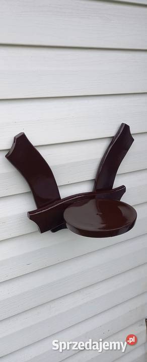 Kwietnik drewniany dwuramienny wieszak ścienny brązowy