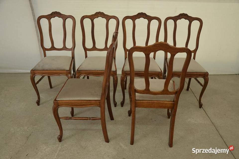 krzesła ludwikowskie komplet 6 krzeseł łódzkie Poddębice