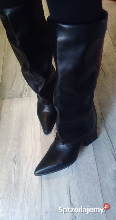 4142 Czarne Mega wygodne kozaki kowbojki