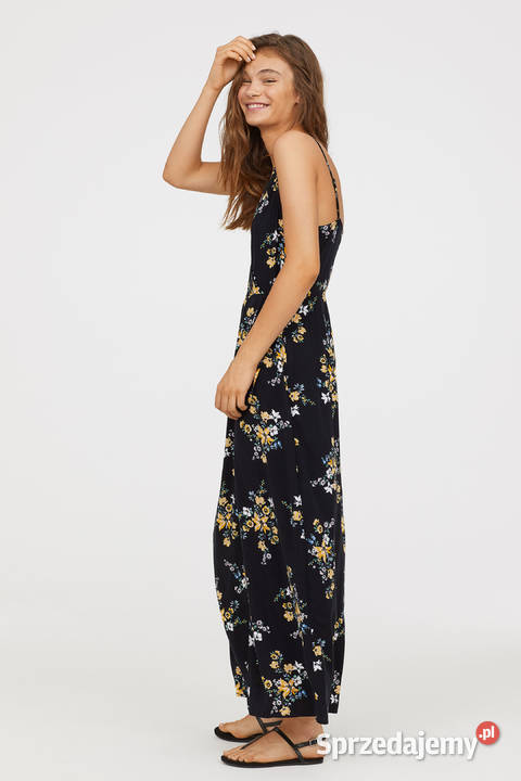 Sukienka HM czarna żółte kwiaty 46 3XL plus size