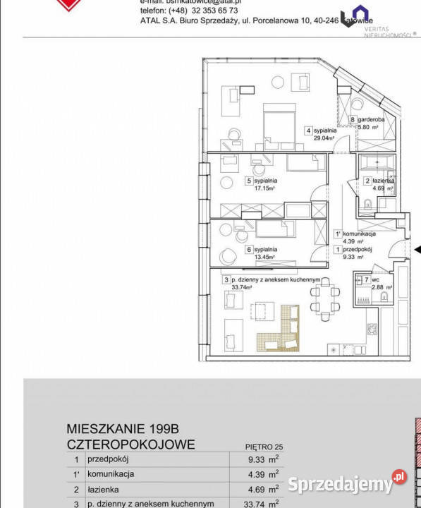 Mieszkanie 12047m2 4 pokoje Katowice Olimpijska miejsce parkingowe