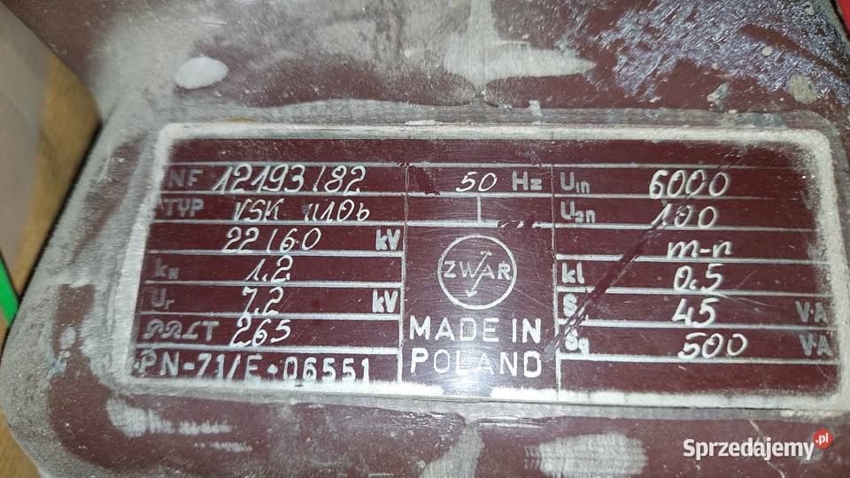 Przekładnik napięciowy 6000100 VSK II 10b 72kV Wrocław