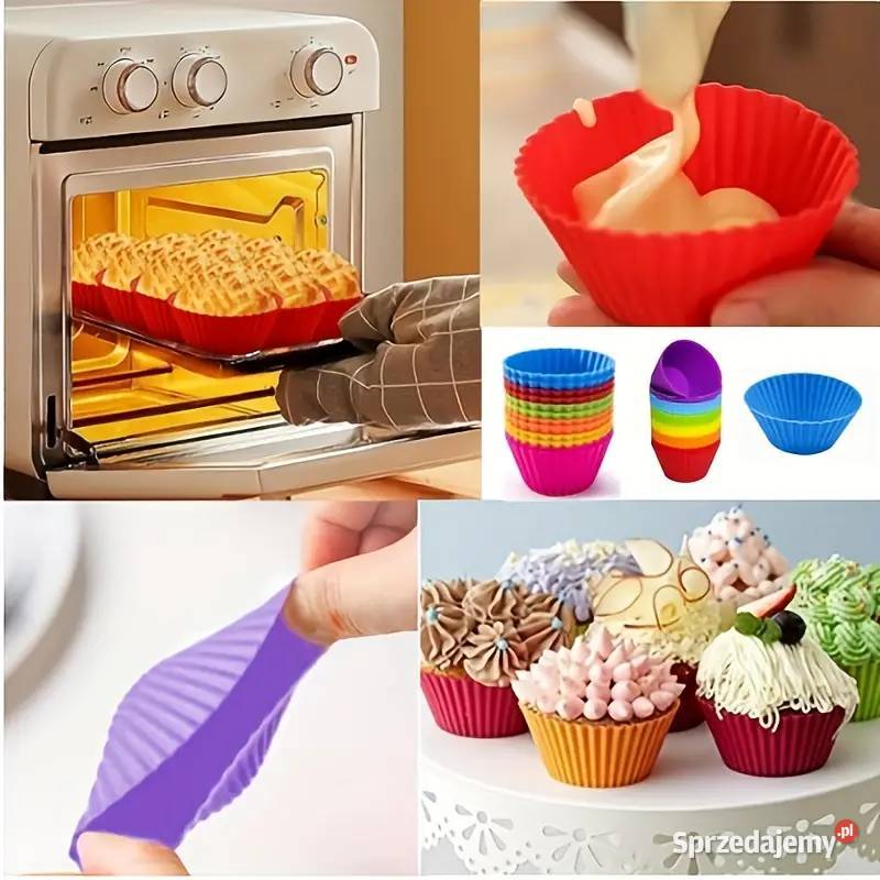 Silikonowe Foremki na Babeczki Kolorowe 12 AS wielokolorowy mazowieckie Płock sprzedam