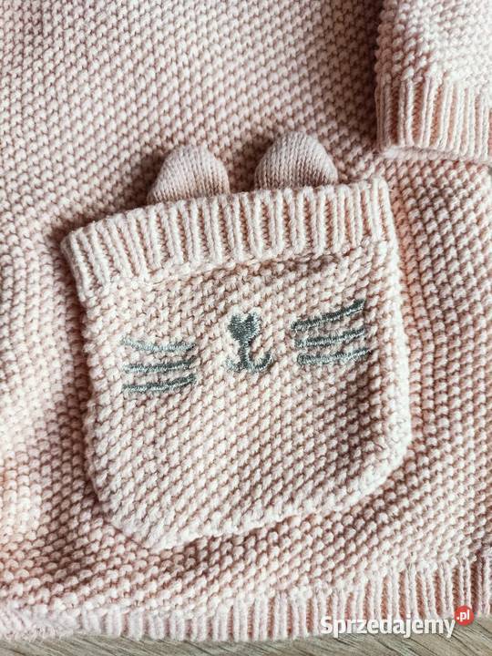 Sweter dziewczęcy różowy rozpinany z kieszeniami Płock